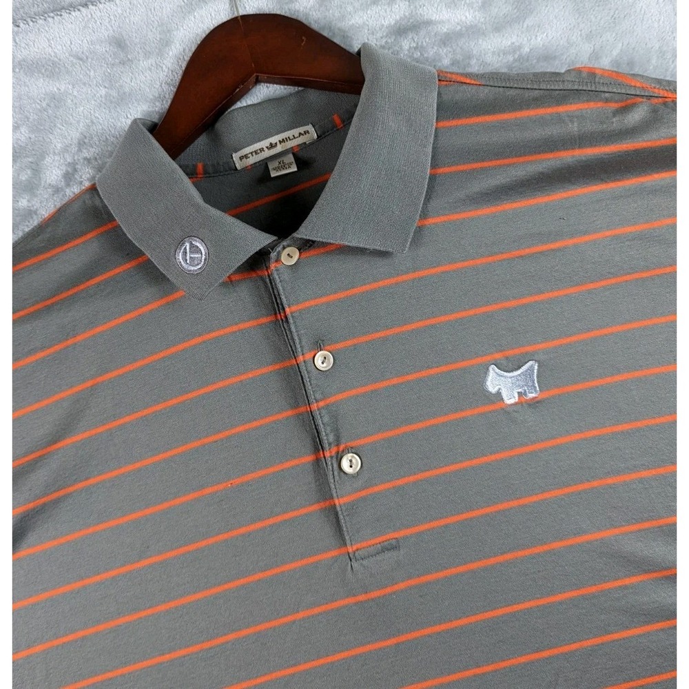 Peter Millar Scotty Cameron Circle T Golf Polo Shirt Mens XL Gray Striped Golf